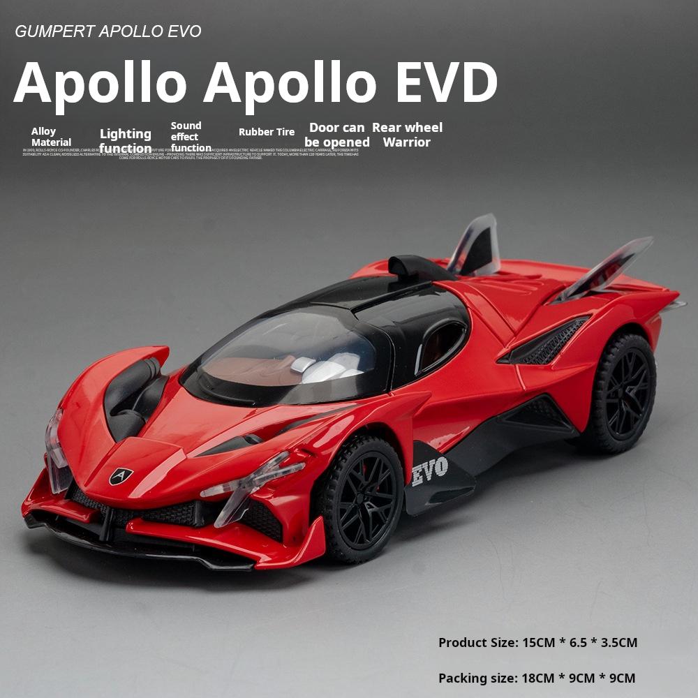 1:32 Scale Apollo EVO Car Toy Models Alloy Diecast Sports Cars Pull Back Sound Light 2 Doors Opened Racing Vehicles Gift for Kid