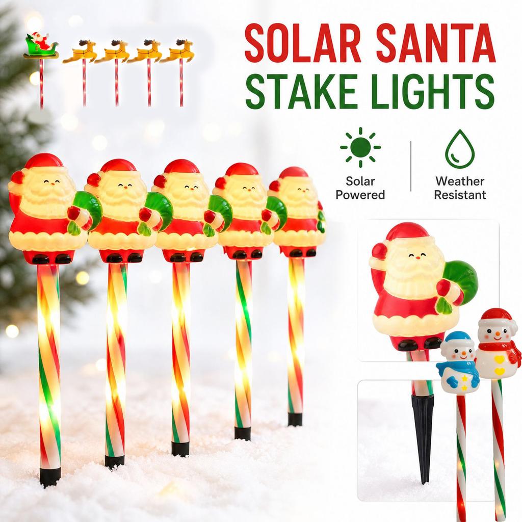 Christmas Santa and Snowman Stake Lights for Outdoor Yard and Holiday Decor