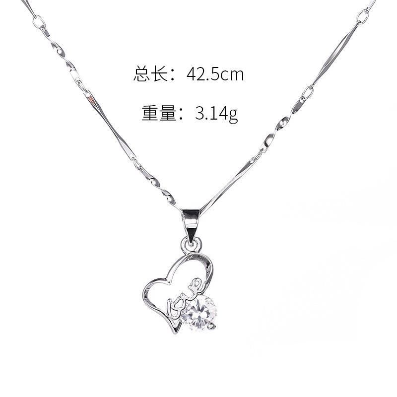 Necklace Collection, Color-Preserving Zircon Necklace, Simple Temperament, Geometric Heart-Shaped Necklace For Women
