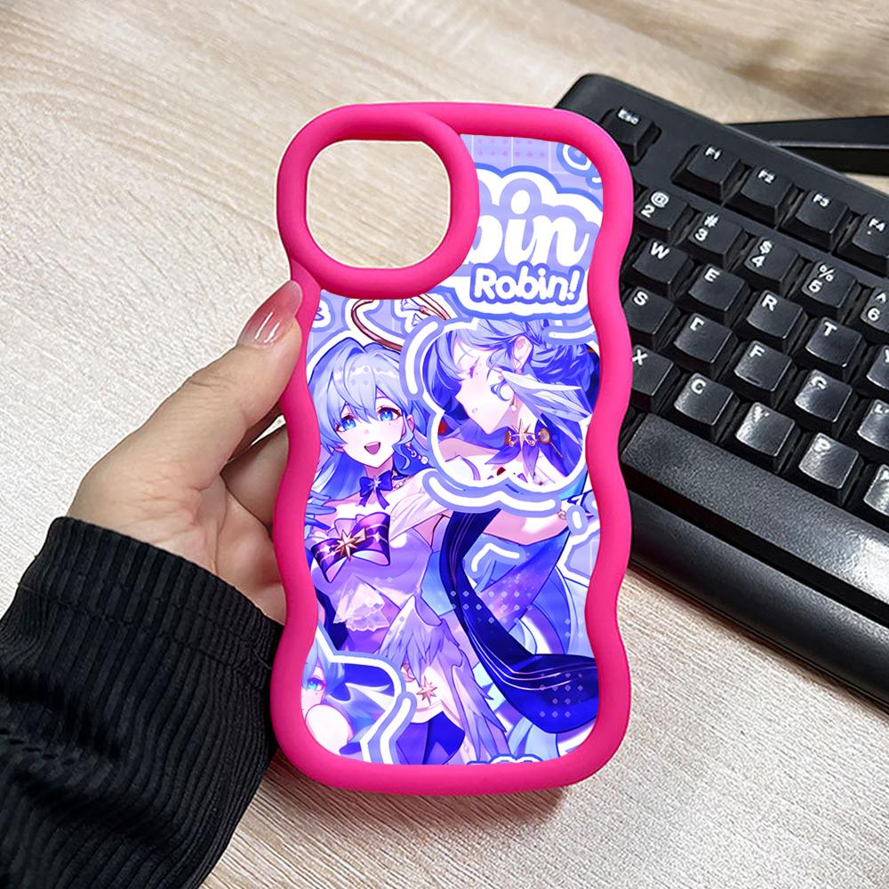 HSR Robin Wavy Edge TPU Mobile Phone Case for iPhone 17 16 15 14 13 12 11 Air Pro Max Plus Colorful Cover