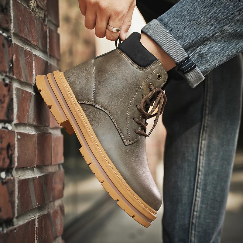 Large Size Men's Shoes Martin Boots Men's British Heightening Retro Casual Non-slip Thick-soled Dopamine