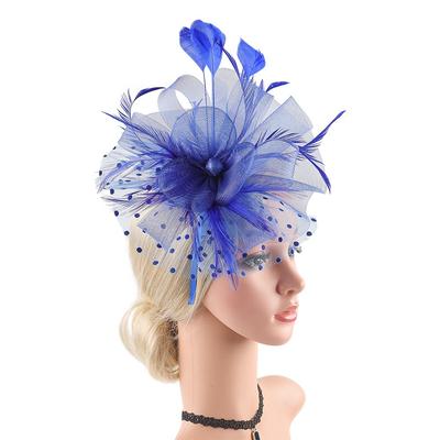 Neuer Blumen-Netz-Fascinator Hut mit Haarclip 1920er Derby Hut Federn Teeparty Kopfschmuck Damen