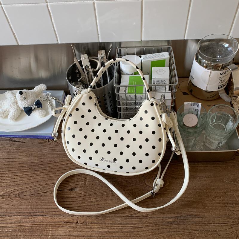 Autumn New Retro Polka Dot Bow Hand Bag High Value Fashion Messenger Handbag Women