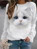 Cute Cat Printed Long Sleeved T-shirt