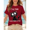 Fashion Women Retro Creative Cat Pattern Print T Shirt Funny Casual O-neck Short Sleeves T-shirt Summer Female Tee Shirt