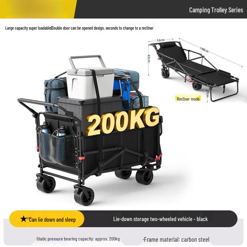 Dual-Use Outdoor Camping Cart with Tank Wheels