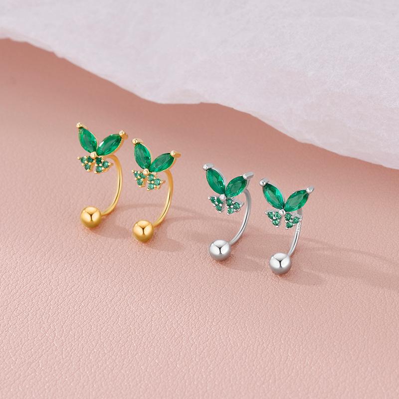 2PCS Elegant Butterfly Screw Stud Earrings Shiny Zirconia Ladies Fashion Helix Lobe Piercing Jewelry Trendy Daily Wear Or Gifts