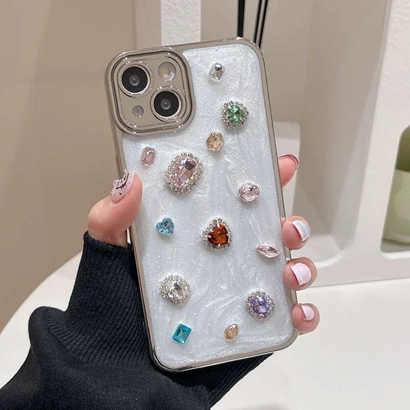 Three Dimensional Sparkling Gemstone Suitable For iPhone 13 Case 15 12 14 11 Pro Max All Inclusive Anti Fall Protective Cover
