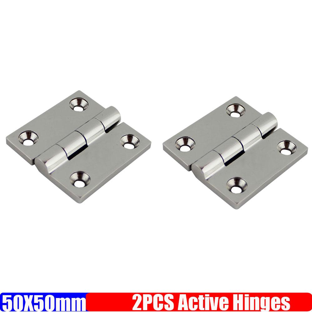 50X50MM Finished Hinge Active Hinges Profile Connections Boat Deck Casting Hinge Hatch Cabinet Door Square Solid Folding 2/4/6PC