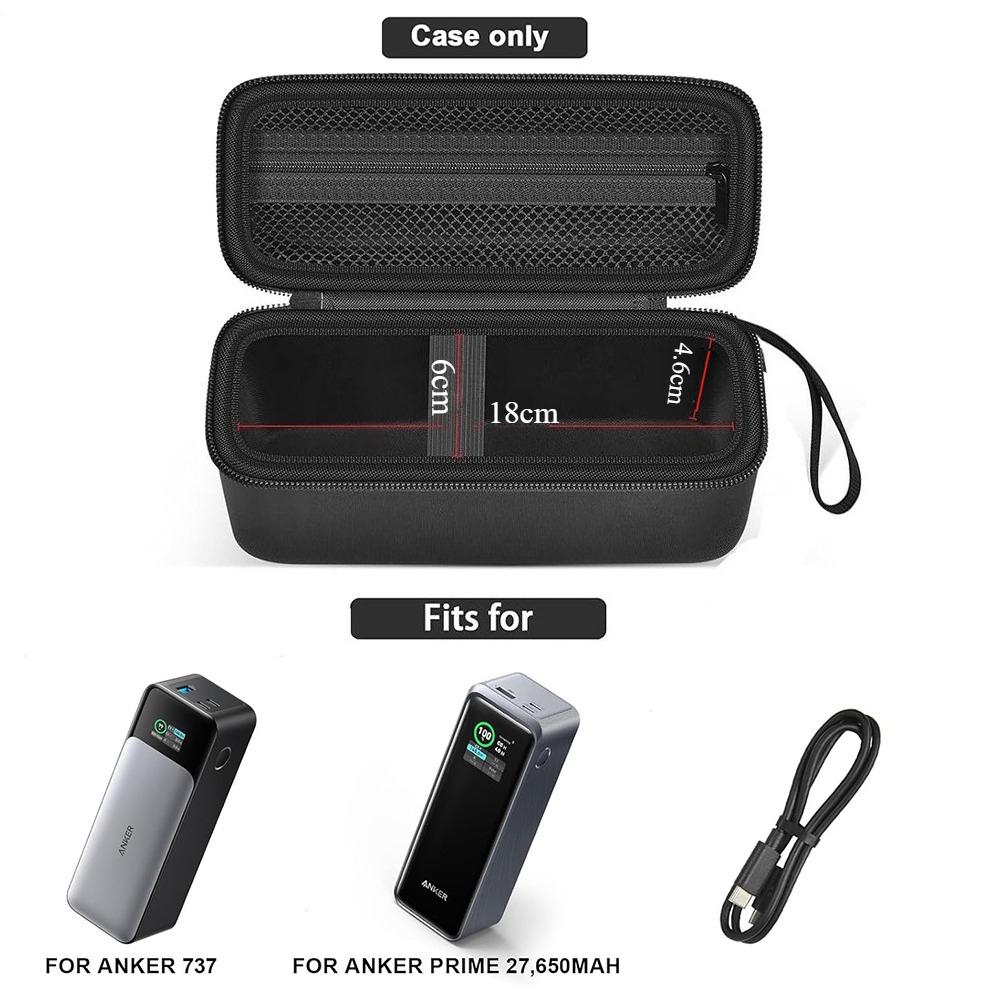 Protective Storage Case for Anker Prime 737 Power Bank, Portable Charger Protective Storage Bag for USB Cable Accessories Box