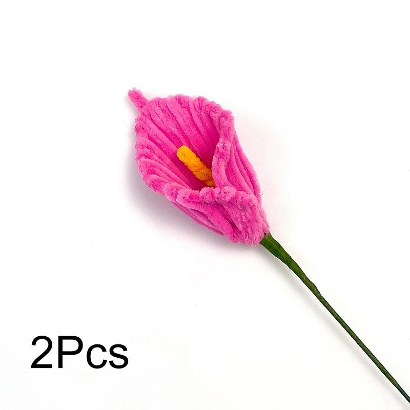 

2Pcs Calla Lily Bouquet Home Decor Fake Flowers Finished Pipe Cleaner Craft Handmade Artificial Chenille Stems