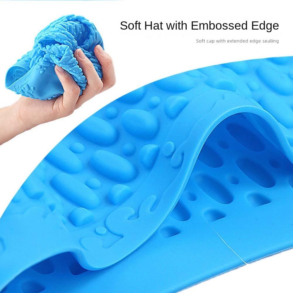 Plus Size Silicone Swimming Cap Waterproof Flexible Protect Ears Pool Hat High Elastic Solid Color Swimming Hat Swim Sports