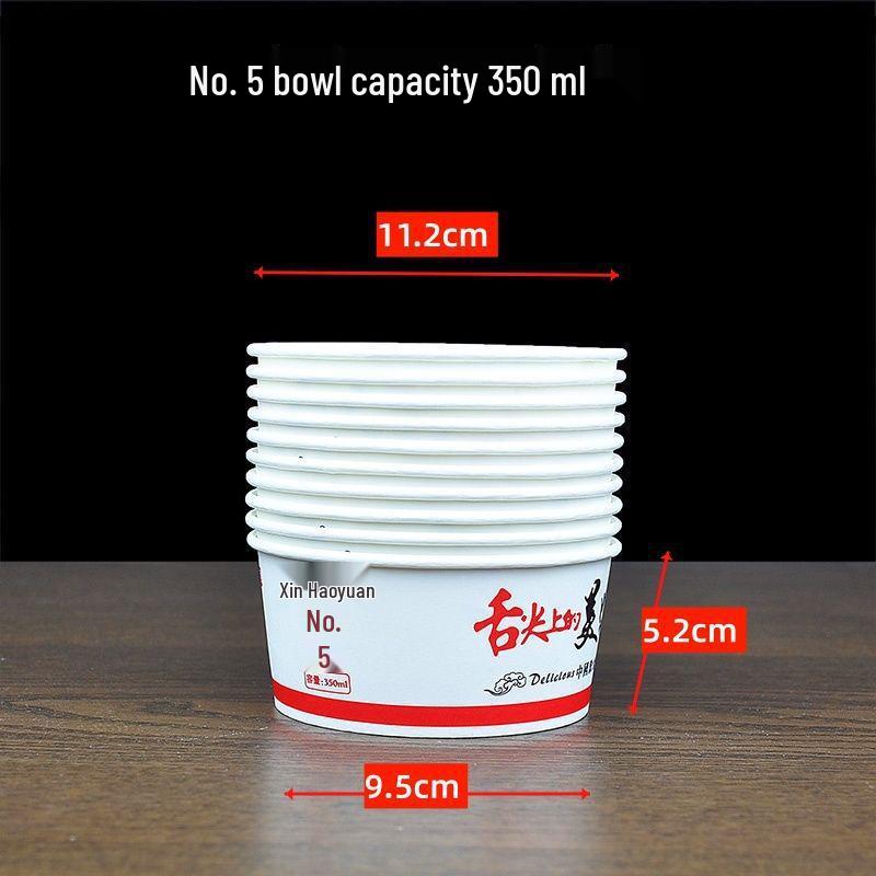 Disposable Kraft Paper Bowls - Spicy Hot Pot, Large Capacity, Food Grade for Takeout 50 pieces