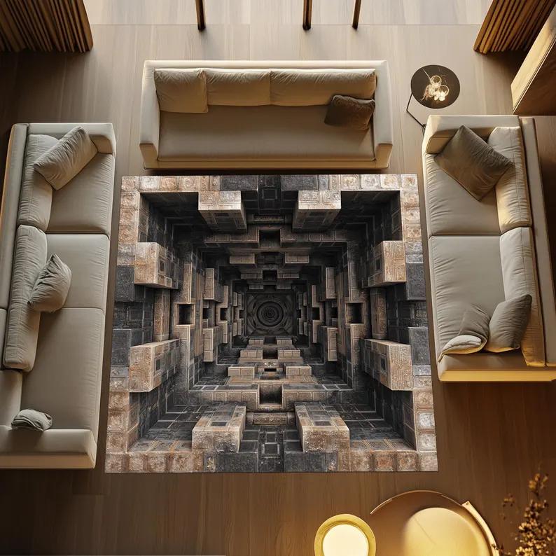 3D Vortex Psychedelic Optical Illusion Rug Vortex Rug, Decorative Rug Abstract Rug Cool Rugs Printed Rug Home Decoration