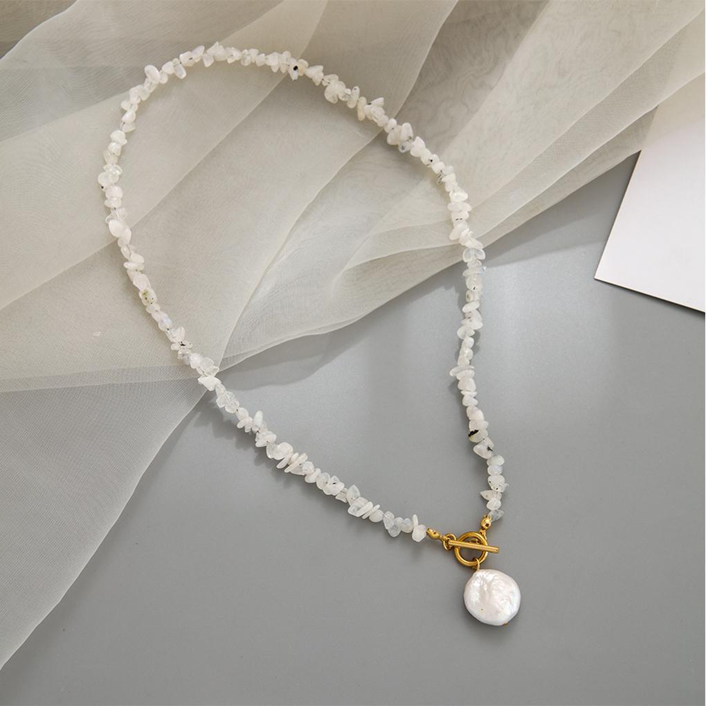 Vintage Alien Pearl OT Buckle Necklace Natural Women's Pearl Pendant Choker Necklace Elegance Simple Jade Turquoise Necklace