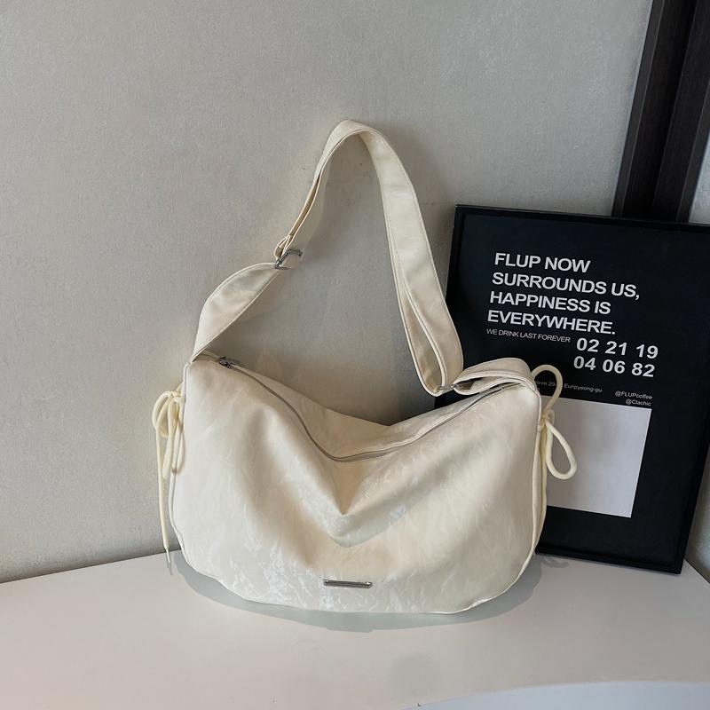 Large Capacity Bag Women's Solid Color Shoulder Crossbody Bag Student Class Commuter Hobo Bag