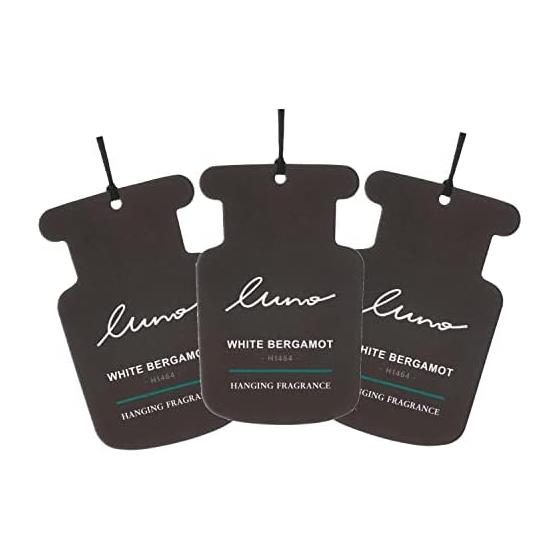 Carmate Hanging Deodorant Air Freshener for Cars and Rooms Set of 3 [White Bergamot] Luno Hanging Paper Natural Aroma Oil Contains Entrance, Toilet,