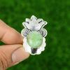 925 Silver Oval Natural Chrysoprase Statement New Promise Wife Heart Chakra Ring