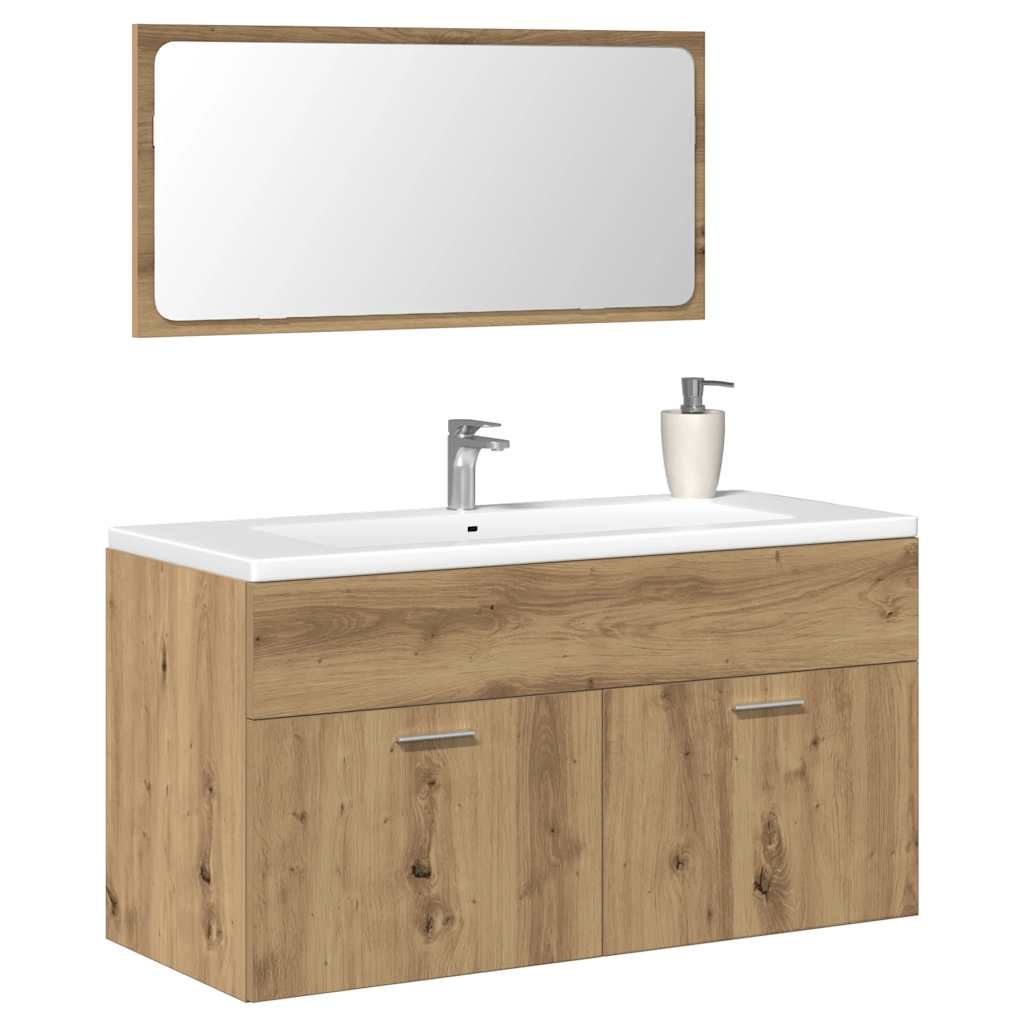 Bathroom Cabinet with Mirror Artisan Oak Wood Based Material