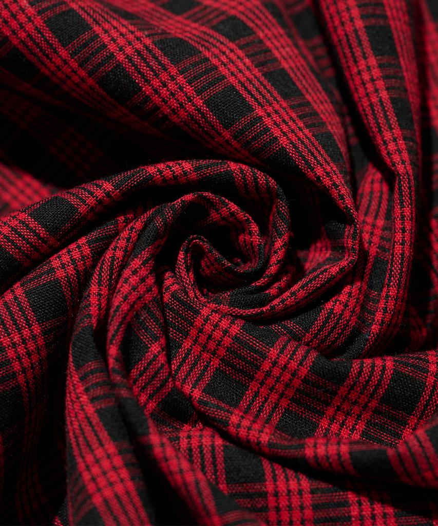 ANALOG MOOD Tartan Check Hoodie (Red)