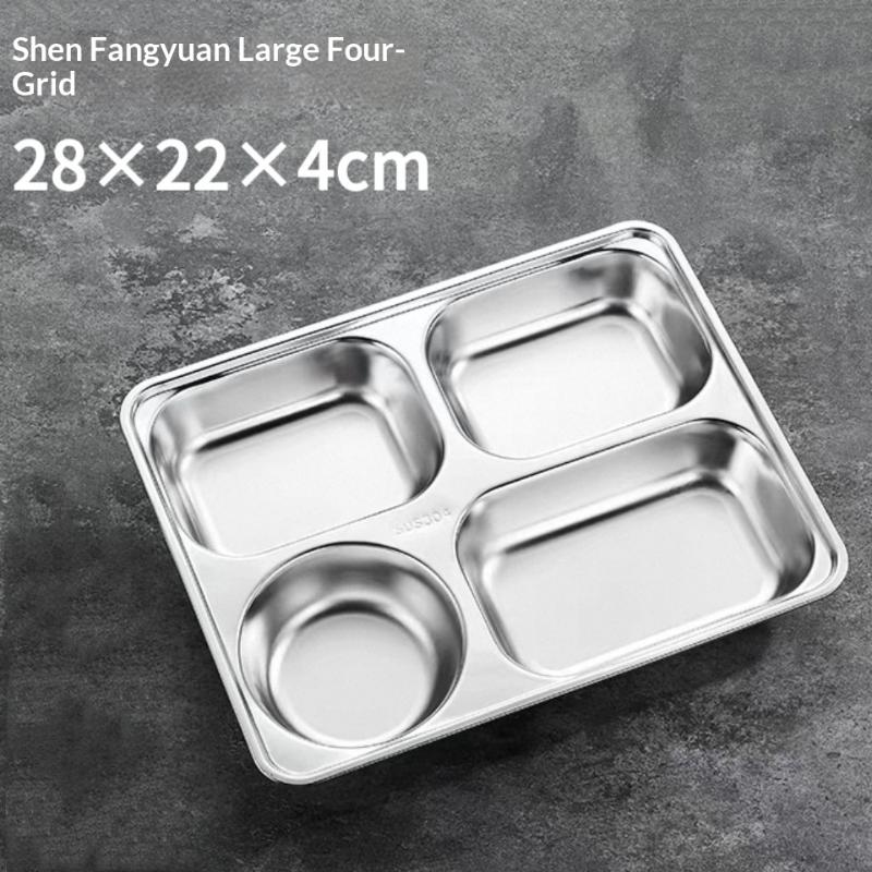 304 Stainless Steel Partitioned Dinner Plate Lunch And Dinner Tray Divided Plates Dinnerware Plate Thick Compartmentalized Plate