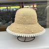 2026 Lafite Grass Day Single Fashion Pearl Straw Hat Women's Summer Sun Hat Beach Temperament Vacation Straw Small Basin Hat