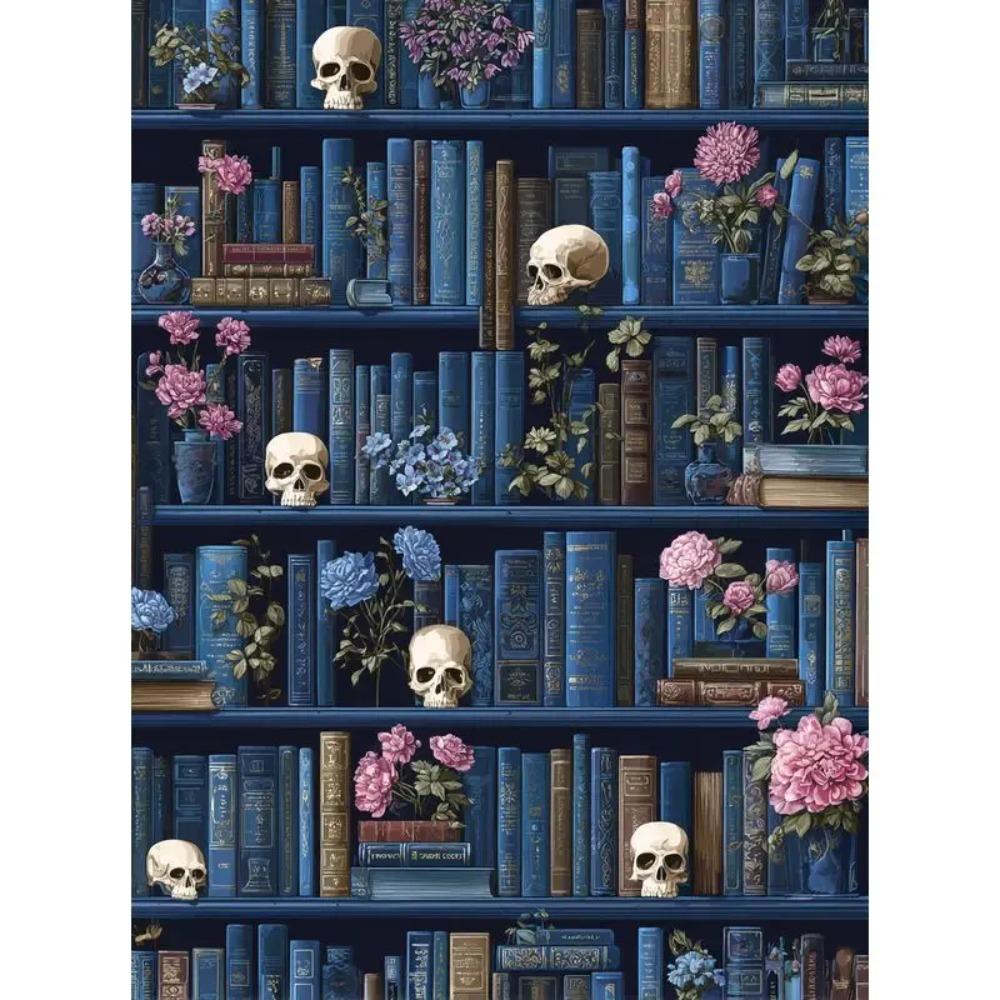 CHENISTORY Paint By Number Skull bookshelf Hand Painted Painting Art Drawing On Canvas Gift DIY Pictures By Numbers Kits Home De