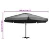 600 Cm Anthracite Garden Umbrella with Aluminum Pole