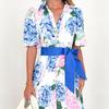 Vestito bohémien stampato primavera estate nuovo manica corta cintura a trapezio donna