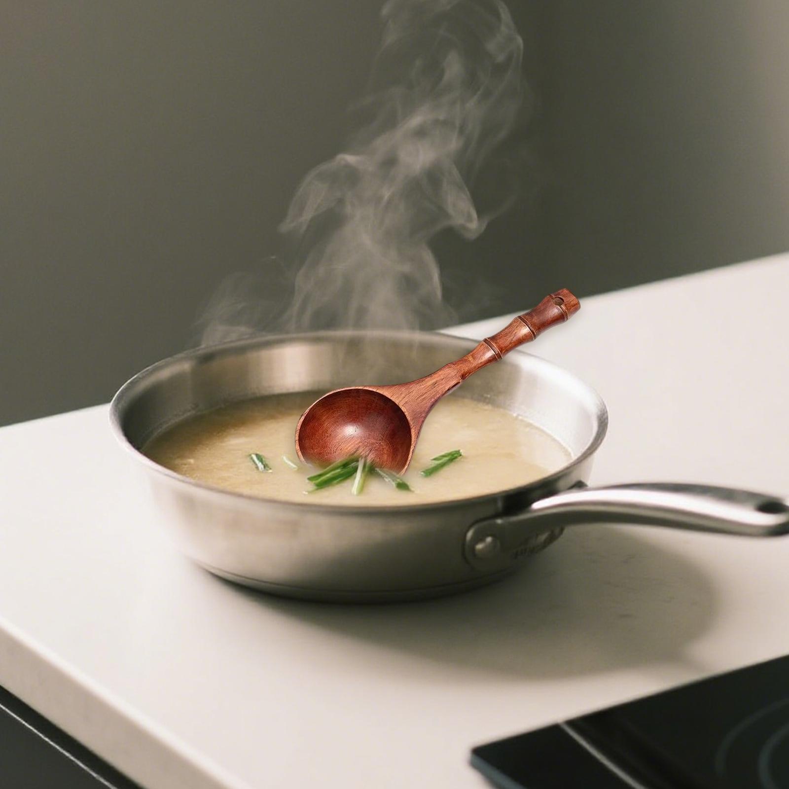 Wooden Ladle Spoon Aesthetic Handmade Soup Ladle for Bathing Cooking Serving