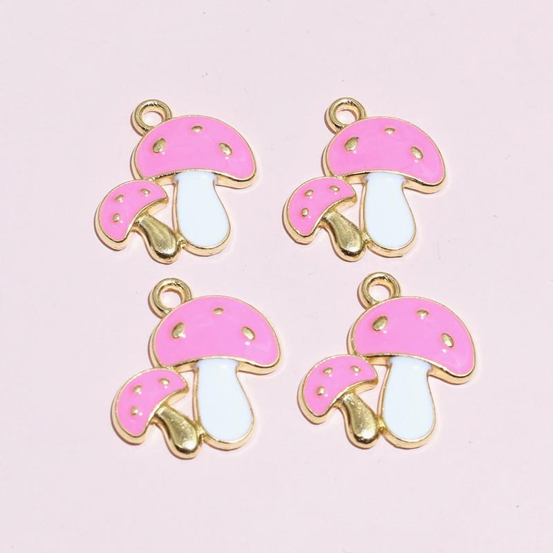 20pcs Enamel Mushroom Charms Pendant 19x19mm Alloy Metal DIY Jewelry Making Accessories for Earring Bracelet Necklace Finding