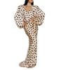 Women's clothing, new spring models in Europe and America, retro polka dot V-neck bubble sleeve waist dress