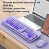 Wireless Cute Keyboard and Mouse 104 Keys Typewriter  Retro Round Keycaps Keyboard for PC Laptop Desktop Wireless Keyboard