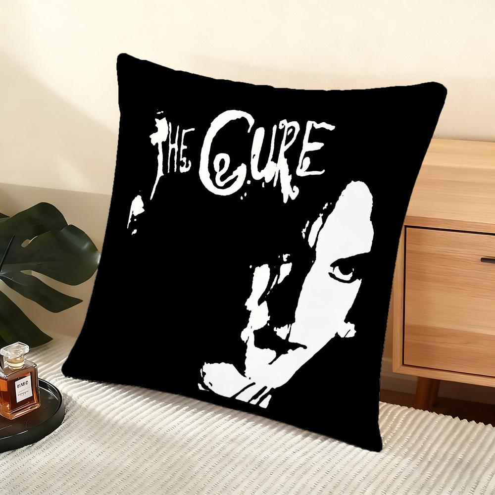 Vintage The C-Cure Rock Band Cushion Cover Soft Short Plush Pillow Cover Smooth Cozy Texture Aesthetic Cushion Case Home Decor