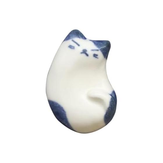 Handmade Japanese Ceramic Chopstick Rest - Hand-Painted Calico Cat Design