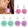 Artificial Fur Ball Fluffy Earrings Colored Pompom Earrings Suitable for Girls