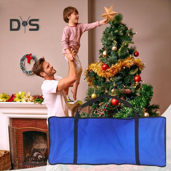 Christmas Wreath Storage Bag Wrapping Paper Organizers with Handle Zipper Closure Waterproof Tear Proof Storage Bag with Interior Pockets