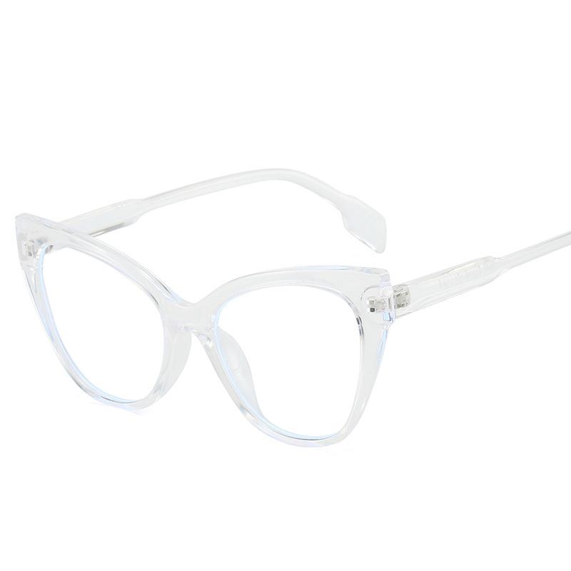 Women Cat Eye Optical Eyeglasses Blue Light Blocking Prescription Glasses Retro Fashion Contrasting Flat Light Eyewear