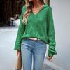 Sweaters Women 2023  Autumn Winter Sexy Hollow Out Pullovers Polo Collar Long Sleeve Knitted Tops Solid Loose Clothes 28441