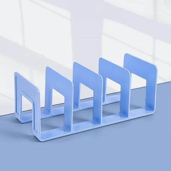 Acrylic Bookends with Four-Compartment Dividers Bookend Horizontal And Vertical Use Durable Acrylic Desktop Organizer for Office And Home
