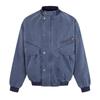 Mens Washed Vintage Canvas Workwear Jacket Loose Fit Stand Collar With Large Patch Pockets Streetwear