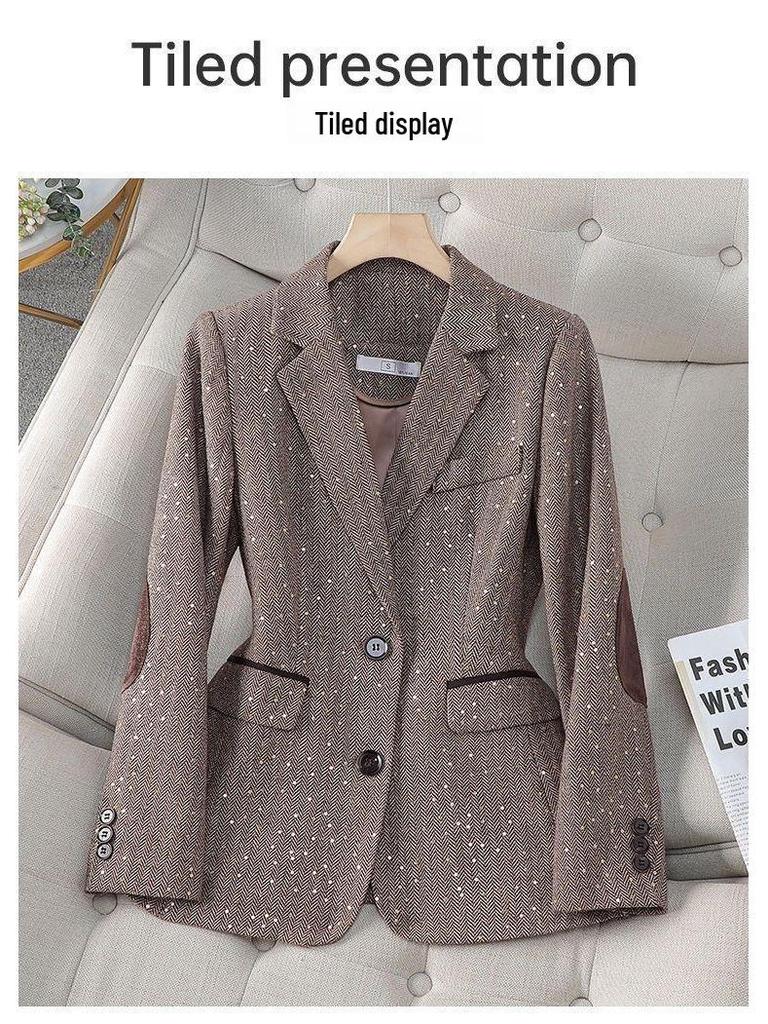 Women's Sequined Suit Jacket - High-End Spring/Autumn 2024 Casual Blazer