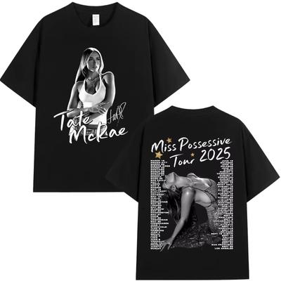 Tate McRae Miss Possessive Tour 2025 TShirts Unisex Women Harajuku ONeck Short Sleeve T Shirts Cotton Casual Tshirt Fans Gift