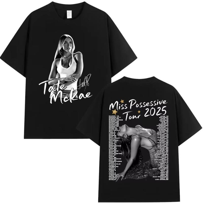 

Tate McRae Miss Possessive Tour 2025 TShirts Unisex Women Harajuku ONeck Short Sleeve T Shirts Cotton Casual Tshirt Fans Gift S