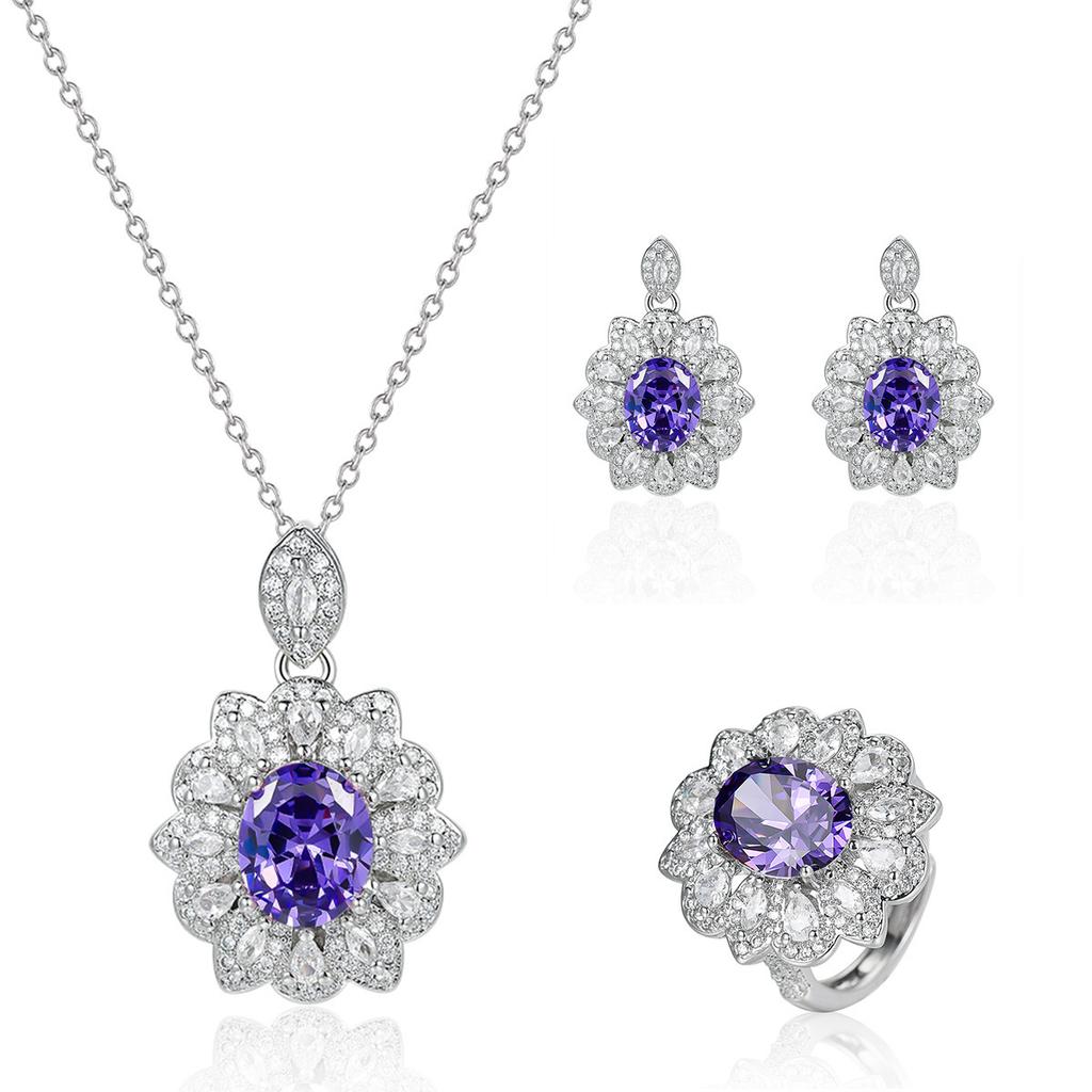 Hot mining explosion full of diamonds, colorful treasures, large flower necklaces, rings, European and American studs.