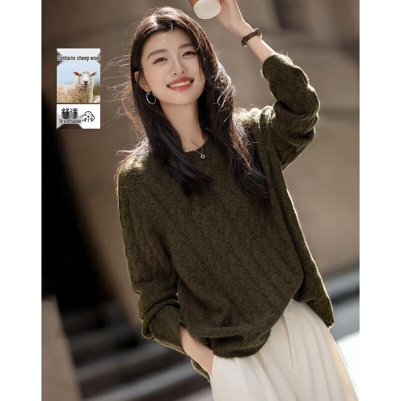 Demana Women s Merino Wool Blend Cable Knit Sweater M