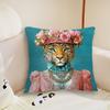 Wreath for Leopard Cushion Cover Pillow Case Plush Fabric Soft Double Sided Print Sofa Cushion Cover Throw Pillow Covers