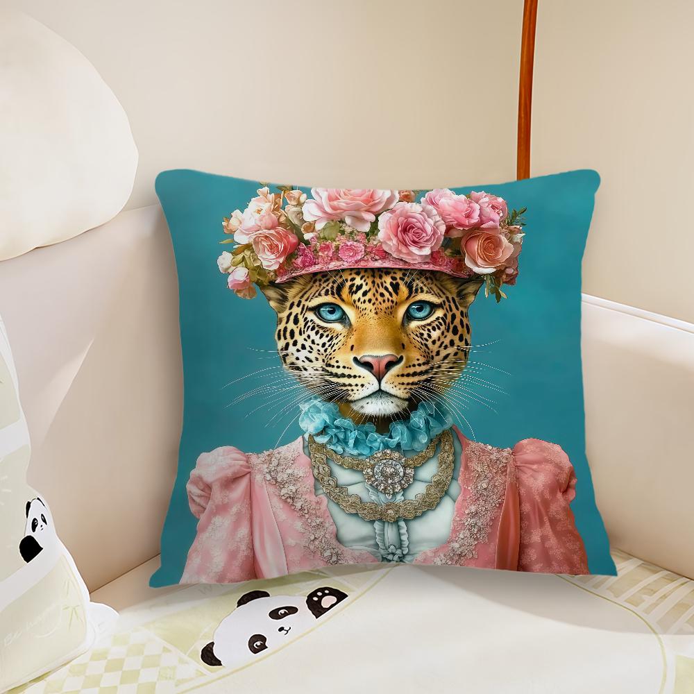 Wreath for Leopard Cushion Cover Pillow Case Plush Fabric Soft Double Sided Print Sofa Cushion Cover Throw Pillow Covers