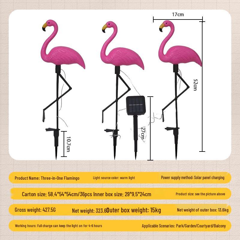 Solar Red Flamingo Ground Stake Light for Garden and Courtyard Decoration