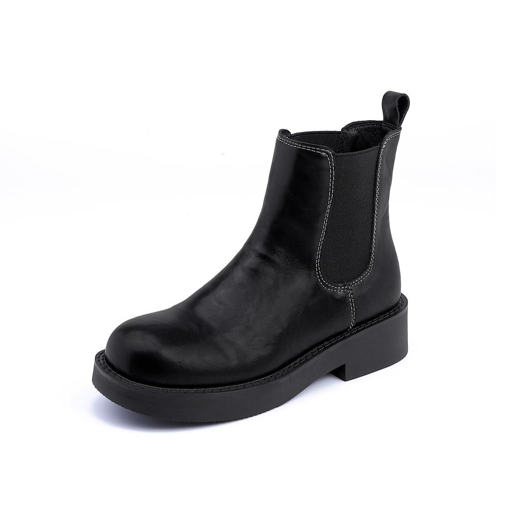 Winter New Internet Celebrity Elastic Cigarette Boots Comfortable Fashion Chelsea Short Boots Washed Horse Leather Boots Women